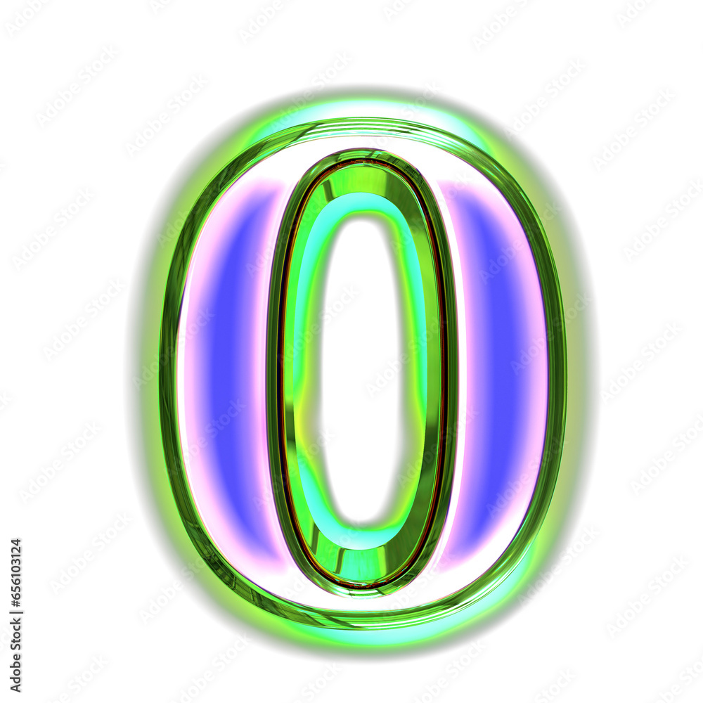 Blue symbol in a green frame with glow. number 0 Blue symbol in a green frame with glow. number 0