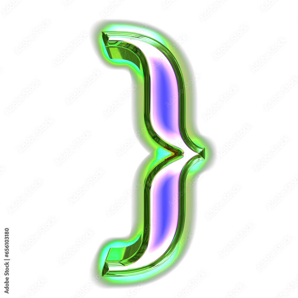 Blue symbol in a green frame with glow