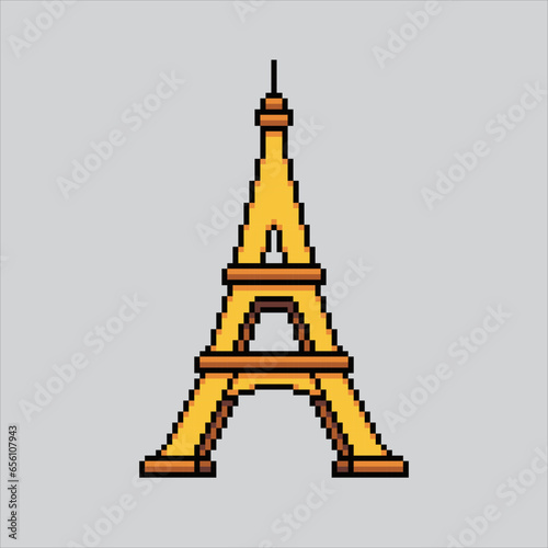 Pixel art illustration Eiffel. Pixelated Eiffel Tower. Eiffel Tower landmark icon pixelated
for the pixel art game and icon for website and video game. old school retro.