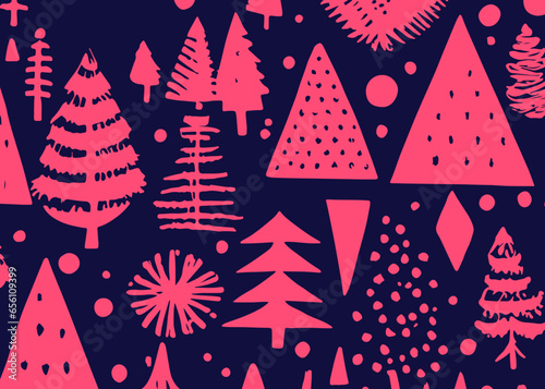 christmas seamless pattern with trees
