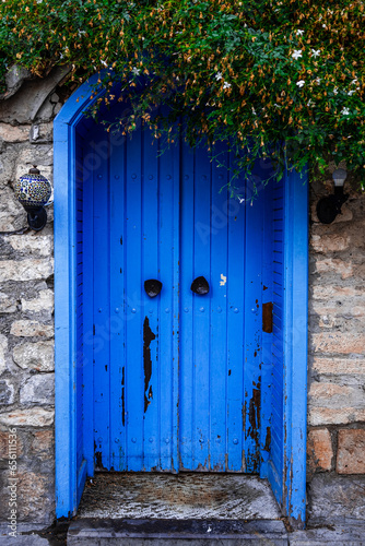 old wooden door with wall