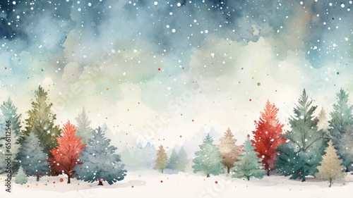 Christmas watercolor background, Christmas card background frame, Watercolor illustration with copy space, clipart for greeting cards, save the date, stationery design