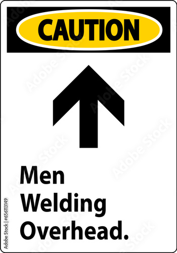 Caution Sign Men Welding Overhead.