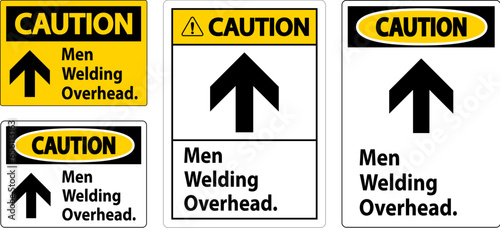 Caution Sign Men Welding Overhead.