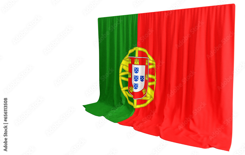Portugal Flag Curtain in 3D Rendering called Flag of Portugal Portugal Flag Curtain in 3D Rendering called Flag of Portugal