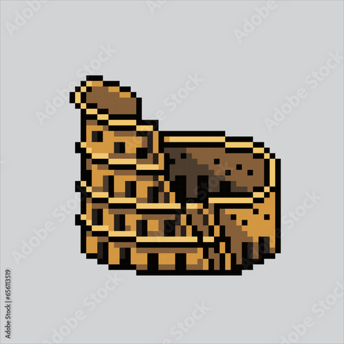 Pixel art illustration Colosseum. Pixelated Colosseum. Rome Roman Colosseum
France landmark icon pixelated for the pixel art game and icon for website and video game.
old school retro.