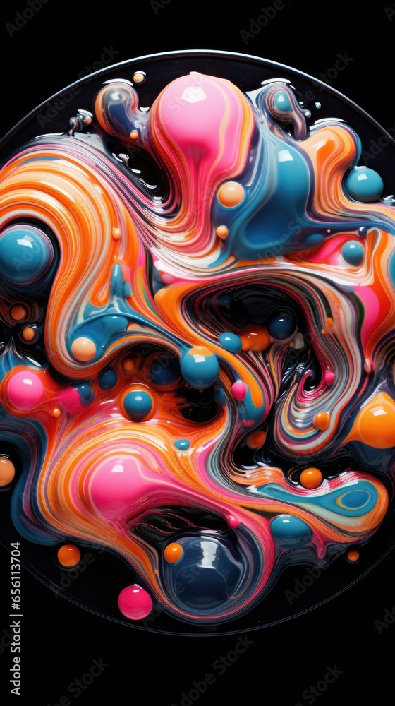 Colorful liquid background, paint drops wallpaper, copy space, rainbow tones Colorful liquid background, paint drops wallpaper, copy space, rainbow tones