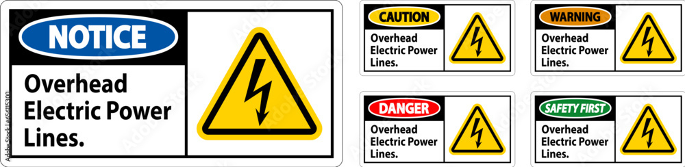 Danger Sign Overhead Electric Power Lines Danger Sign Overhead Electric Power Lines