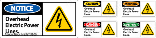 Danger Sign Overhead Electric Power Lines