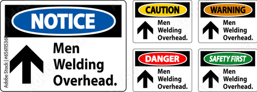 Danger Sign Men Welding Overhead.
