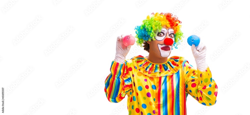 Male clown isolated on white Male clown isolated on white