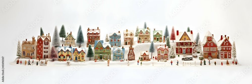 christmas village miniture - obrazy, fototapety, plakaty 