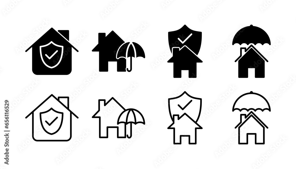 Fototapeta premium Home insurance icon vector. home shield protect logo