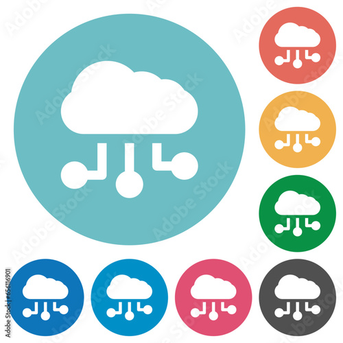 Cloud connections solid flat round icons photo