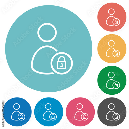 Lock user outline flat round icons
