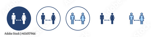 Social distancing vector. social distance sign and symbol. self quarantine sign