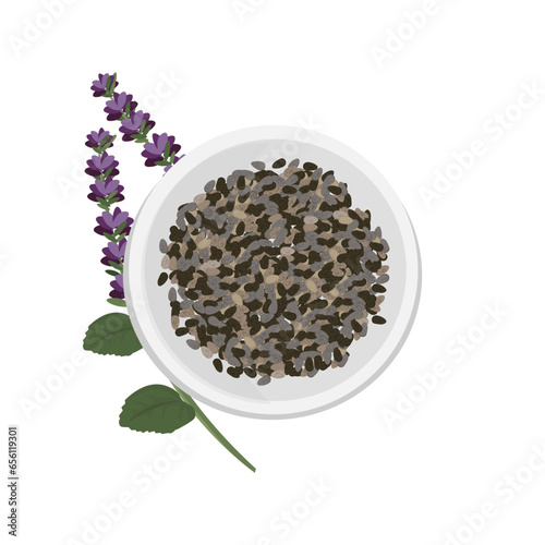Logo Illustration of Chia Seeds in a Bowl