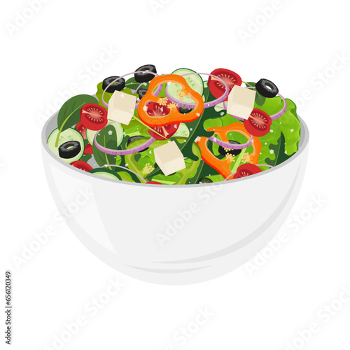 Logo Illustration of Healthy Food Salad in a Bowl