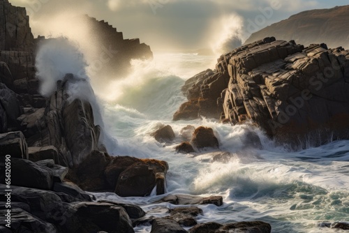 waves crashing waves on rocks © Skyfe