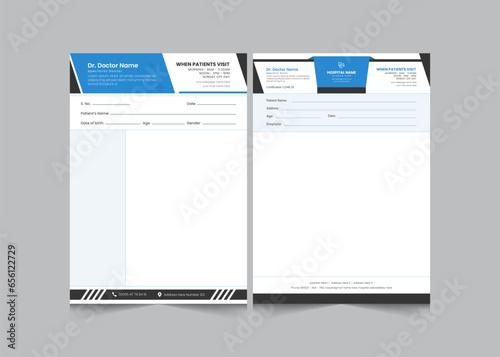 Set of doctor prescription template in a4 size, prescription for clinic or medical doctor, vector illustration eps 10