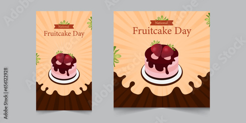 Set of national fruitcake day month, instagram post and stories for marketing or promotion, vector illustration eps 10 
