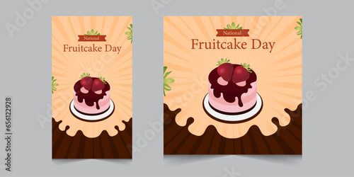 Set of national fruitcake day month, instagram post and stories for marketing or promotion, vector illustration eps 10
