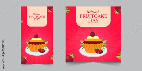 Set of national fruitcake day month, instagram post and stories for marketing or promotion, vector illustration eps 10
