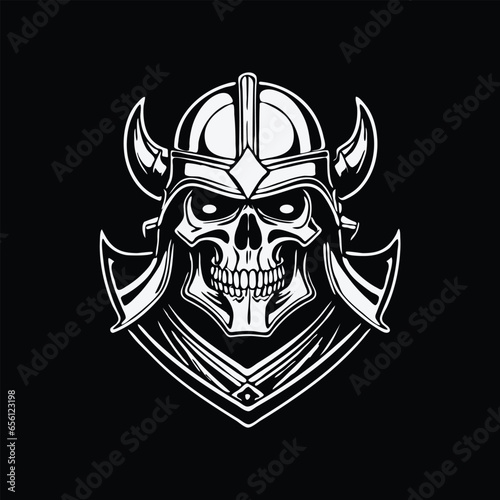 face skull  samurai knight mascot logo vector