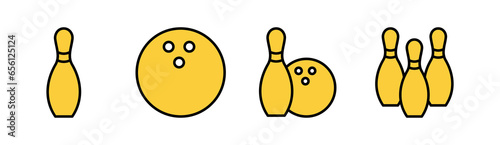Bowling icon set for web and mobile app. bowling ball and pin sign and symbol.