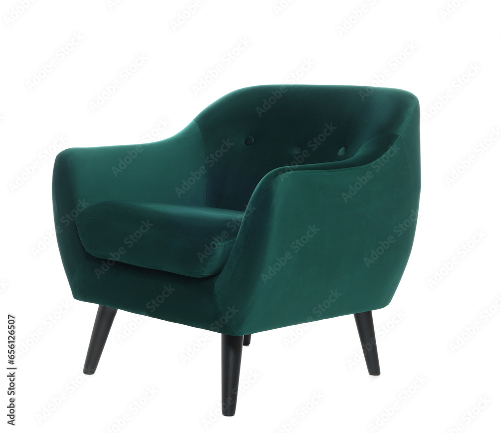 One stylish comfortable armchair isolated on white One stylish comfortable armchair isolated on white