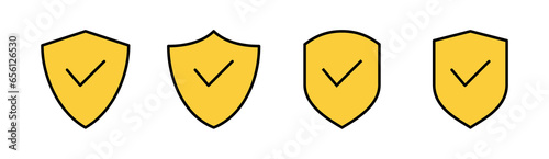 Shield check mark icon set for web and mobile app. Protection approve sign. Insurance icon