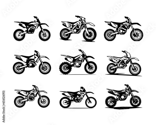 A set collection of dirtbike vector illustrations