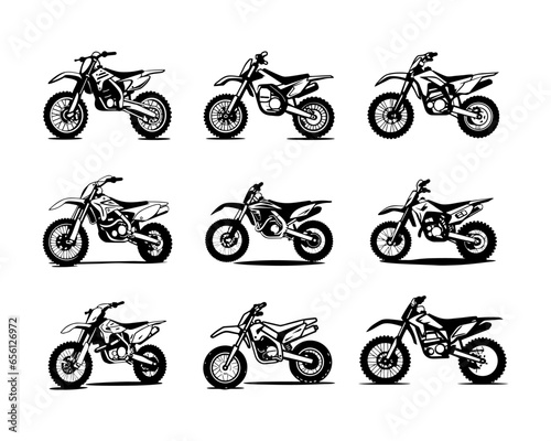 A set collection of dirtbike vector illustrations