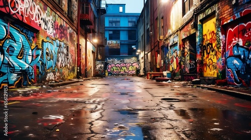 Graffiti-covered alley becomes an urban canvas of expression 