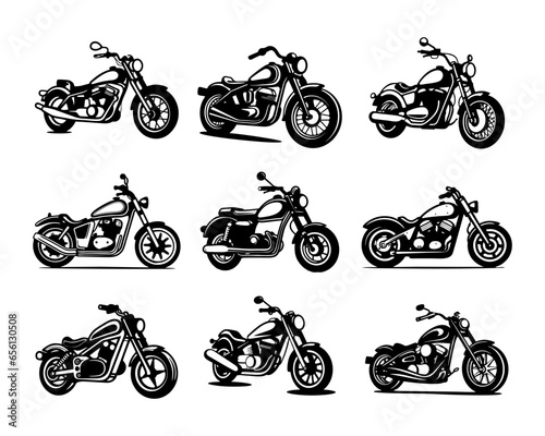 A set collection of motorbike bobber vector illustrations