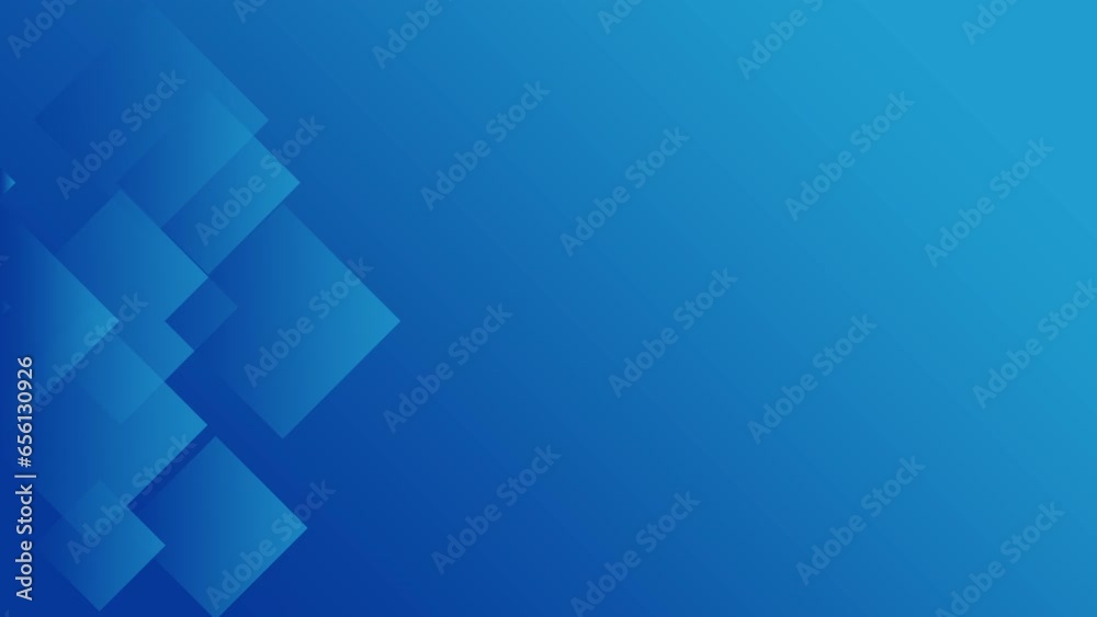 Minimal geometry shapes motion graphics on blue gradient background. Seamless loop animation