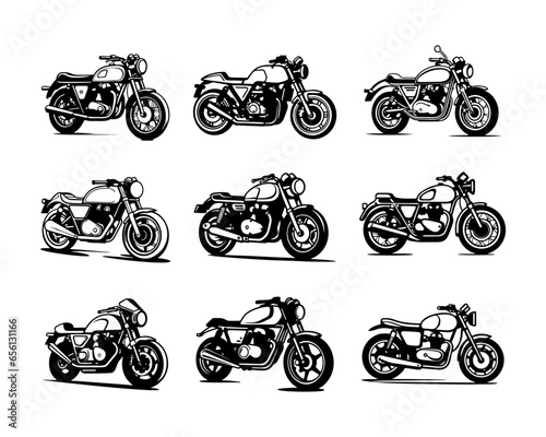 A set collection of cafe racer vector illustrations
