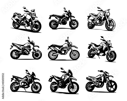 A set collection of tracker motorbike vector illustrations