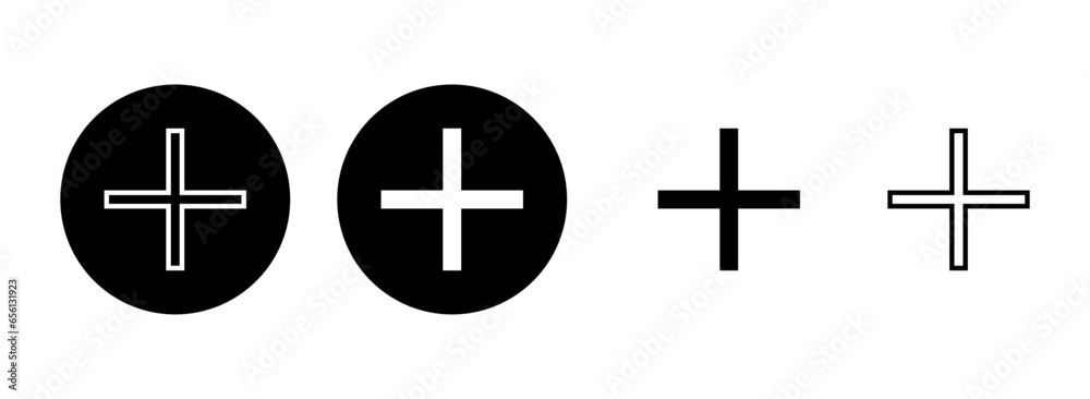 Fototapeta premium Plus Icon set illustration. Add plus sign and symbol