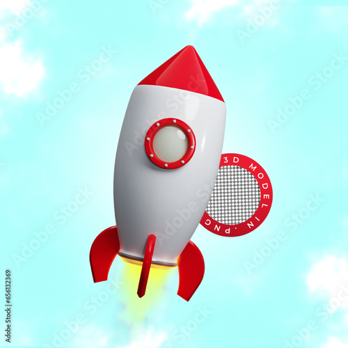 FOGUETE EM 3D EM PNG VERMELHO COM CHAMAS