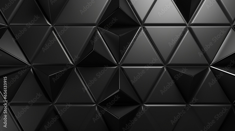 Polished, Semigloss Wall background with tiles. Triangular, tile Wallpaper with 3D, Black blocks. Polished, Semigloss Wall background with tiles. Triangular, tile Wallpaper with 3D, Black blocks.