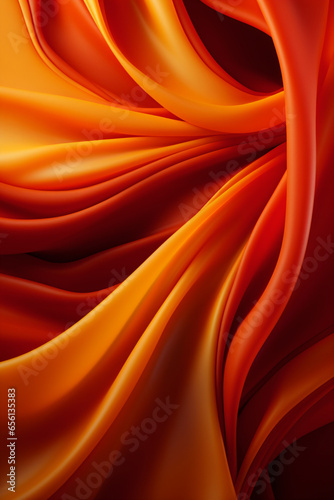 Orange background with a wavy design, silk-like textured fabric