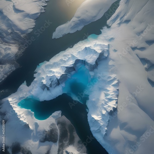 A satellite image of a massive iceberg calving from a glacier in the polar regions1
