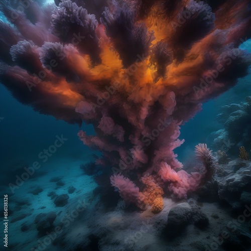 An image of a hydrothermal vent on the ocean floor, surrounded by unique deep-sea life1 photo