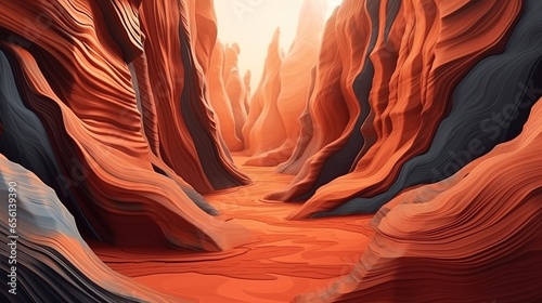 Spectacular canyon formations. Fantasy concept , Illustration painting.