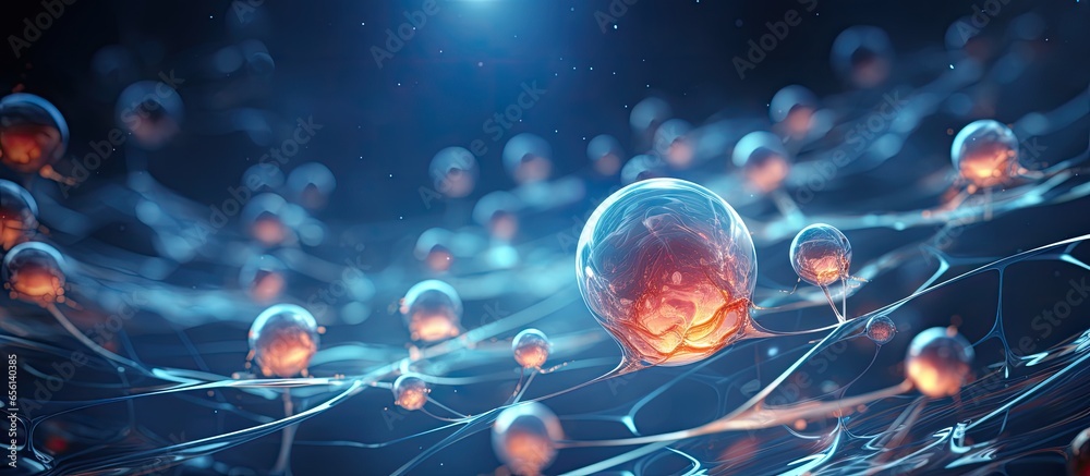digital drawing of a stem cell in a spherical molecule related to biology and medicine digital drawing of a stem cell in a spherical molecule related to biology and medicine