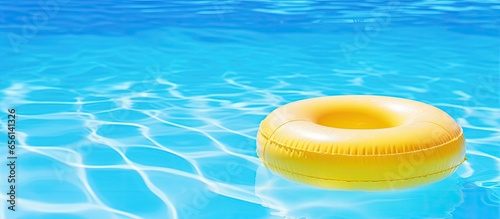 Inflatable ring in a blue swimming pool