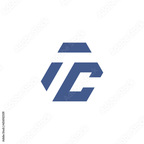 Abstract initial letter TC or CT logo in blue color 