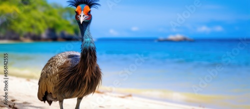 Australias beach hosts a cassowary photo