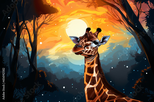 Giraffe Light Painting cartoon
